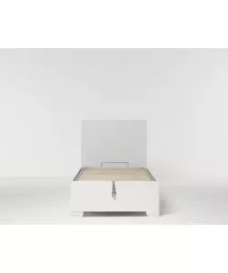 Letto singolo "hi box" bianco con rete, contenitore e piedini 90x190 cm